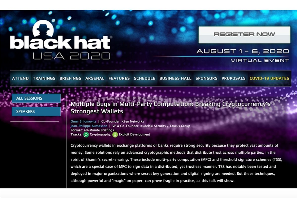 Co-founder Dr. JP. Aumasson to present research on MPC at Black Hat USA